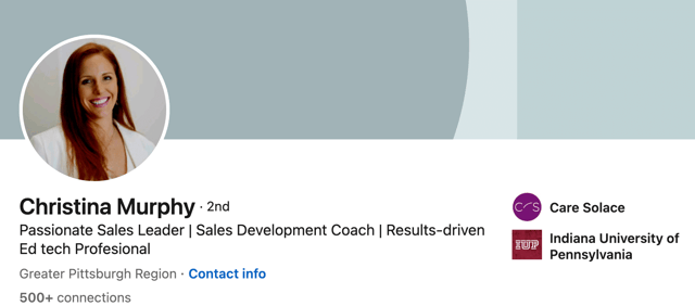 LinkedIn headline example with relevant adjectives