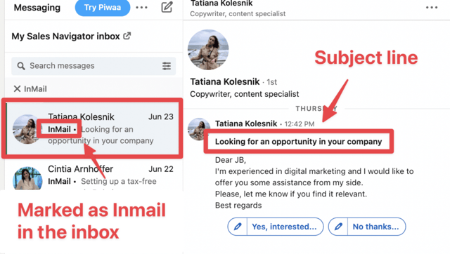 linkedin inmails
