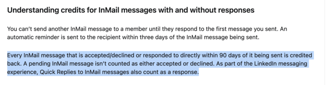 linkedin inmail refund policy