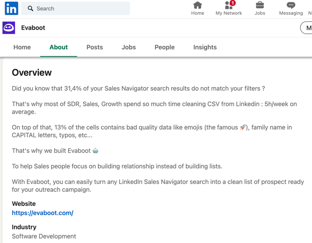 Company page about us example