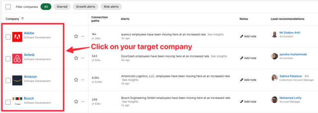 Sales Navigator account list