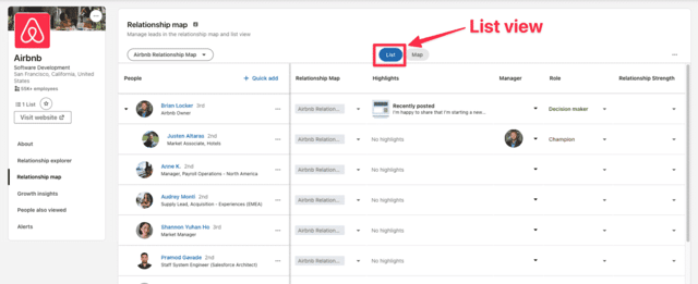 list view sales navigator