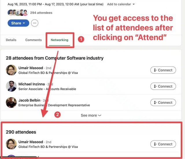 exportar participantes de eventos do linkedin