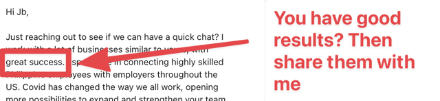 ejemplo de mensaje de linkedin sin datos que lo respalden