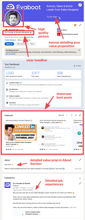 prospección de ventas con el perfil de linkedin
