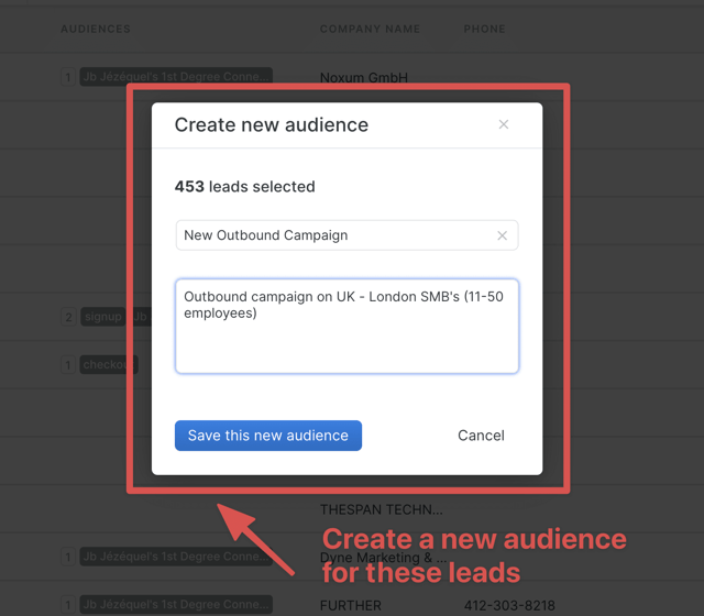 cómo crear una audiencia en una herramienta de prospección de linkedin