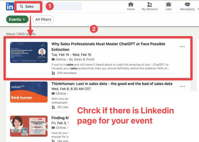 trouver un profil linkedin événement linkedin