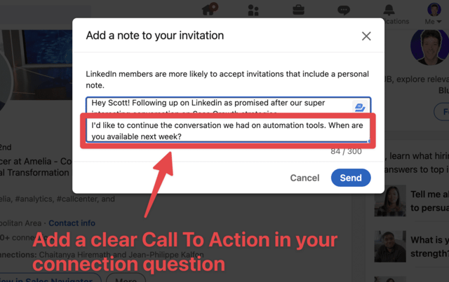 appel à l'action suivi de LinkedIn