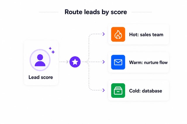 Automated lead scoring that routes hot leads to sales, warm leads to nurturing and cold leads to the database
