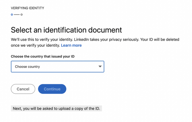 linkedin identity verification