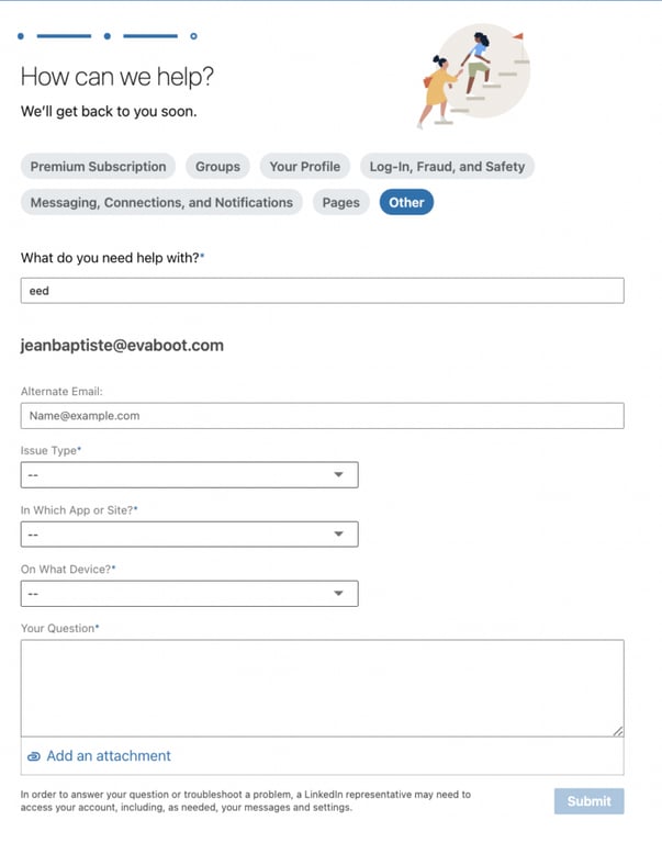 linkedin jail contact customer support