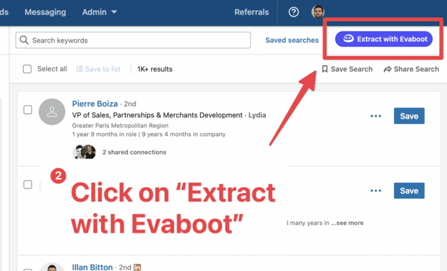 exporter les profils ouverts sur linkedin