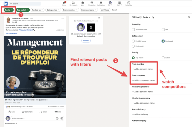 cómo buscar publicaciones de linkedin para prospección de ventas