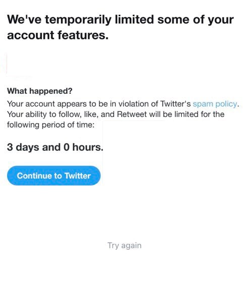 message de compte Twitter ou X restreint