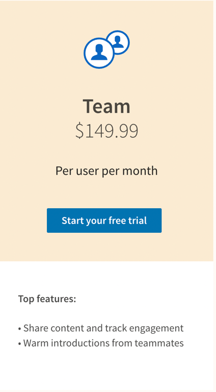 prezzi per i team sales navigator 
