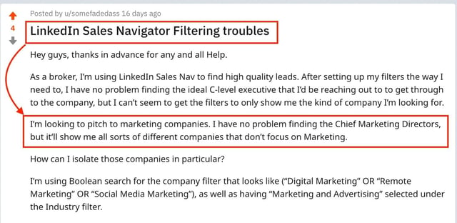 sales navigator filtering troubles