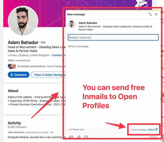 Umgehung der Linkedin-Verbindungsanfrage Offene Profile
