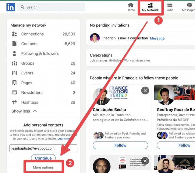 LinkedIn-Verbindungsanfrage mit Google-Kontakten senden