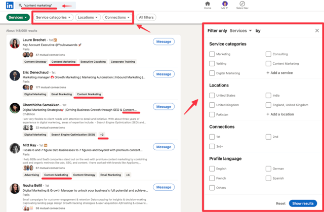 advanced linkedin search services