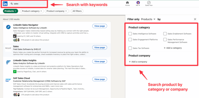 advanced linkedin search products