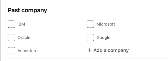 past company linkedin filter