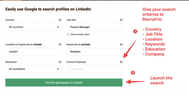 recruitem linkedin x ray search tool