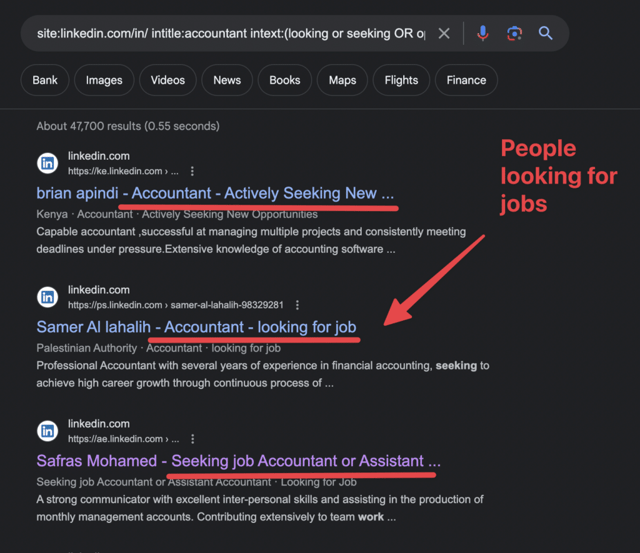 find open to work linkedin x ray search
