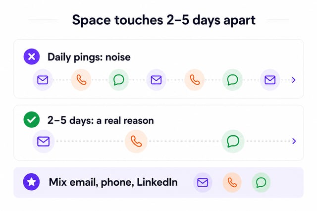 Spacing sales follow-ups 2 to 5 days apart