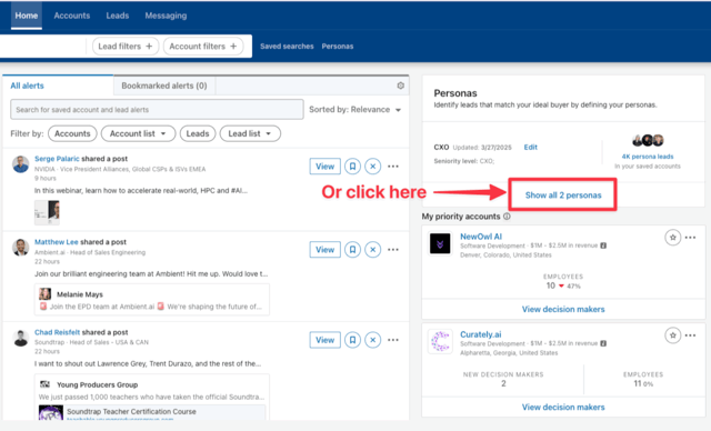 show personas in sales navigator