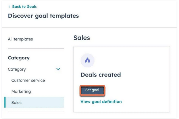 Goal template example