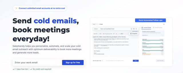 saleshandy cold email and meeting scheduling software 