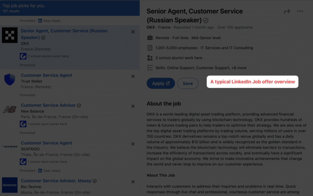 exemple offre d'emploi linkedin