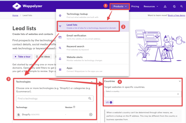 find technologies website with wappalyzer