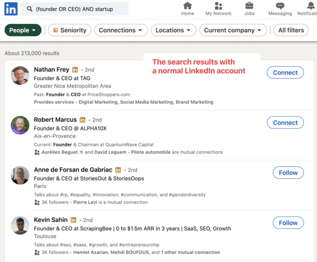 limitations du compte gratuit LinkedIn
