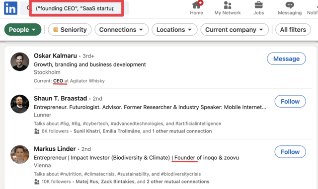 comment faire une recherche booléenne sur linkedin avec des séparateurs OU ET NON