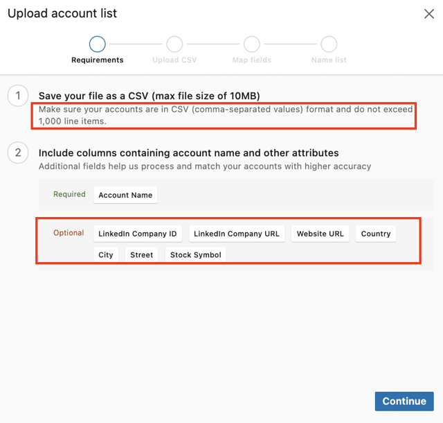 import CSV dans LinkedIn Sales Navigator