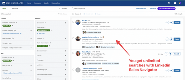 unlimited searches sales navigator