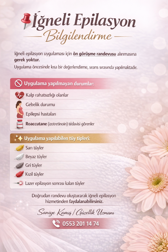 Saniye Kamış Güzellik Salonu Eryaman İğneli Epilasyon & Cilt Bakımı Uzmanı