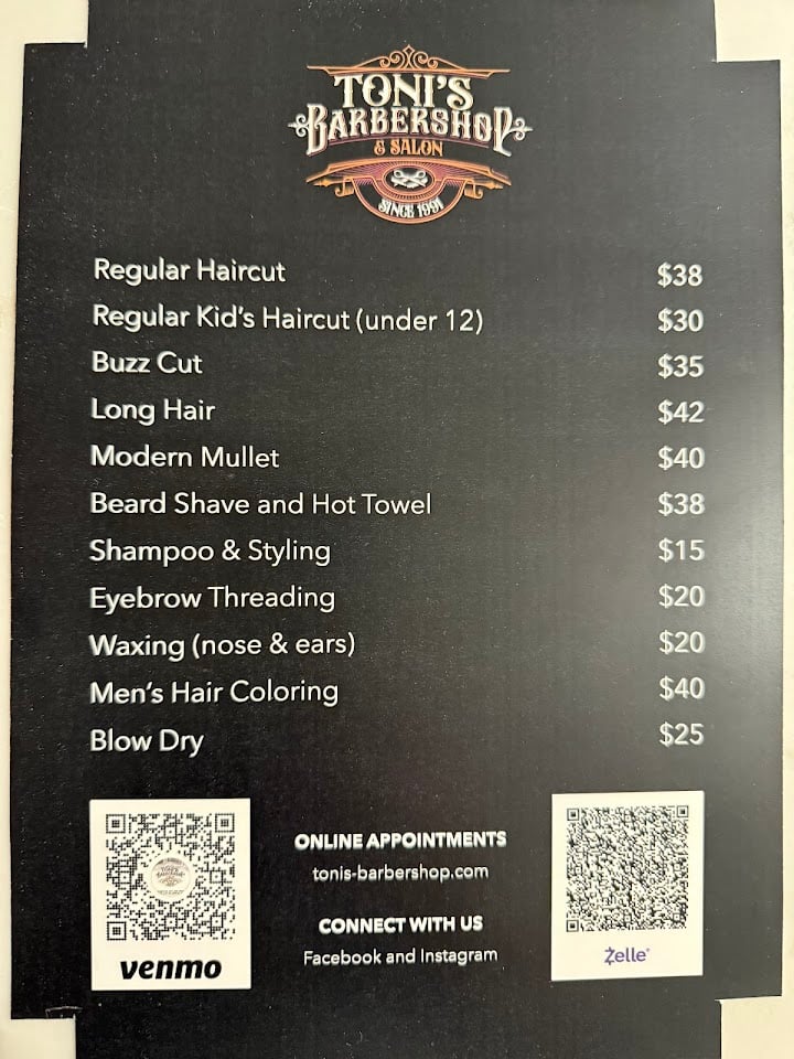 Toni's Barbershop & salon since 1991