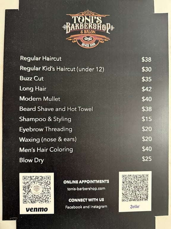 Toni's Barbershop & salon since 1991