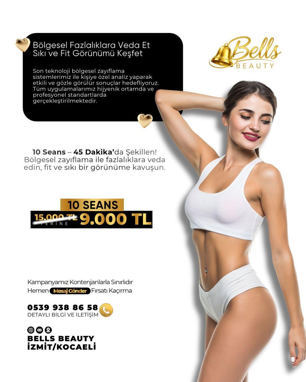 Bells Beauty İzmit Lazer Epilasyon Bölgesel İncelme Cilt Bakımı