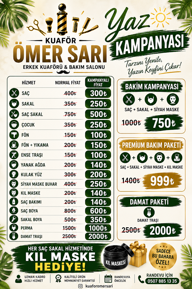 Erkek Kuaförü. Ömer sarı