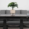 Modern living room table with potted plant and two glasses of water, stylish home decor with neutral tones, ideal for home and garden interior design.