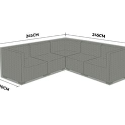 Stylish outdoor sectional sofa with 245cm x 90cm x 65cm dimensions, perfect for garden and patio furniture, made of durable materials for comfortable outdoor living.