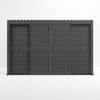 Black metal privacy slatted fence panel for outdoor home and garden décor, durable and stylish security fencing solution.