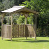 Portable wooden gazebo for garden relaxation and outdoor entertaining, featuring a classic design perfect for backyard landscapes, patios, and outdoor spaces.