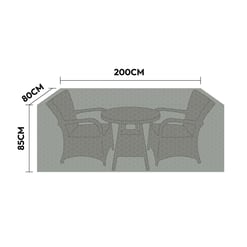 Stylish outdoor patio furniture set including a round table and two comfortable chairs, perfect for gardens and backyard entertaining, made from durable materials for all-season use.