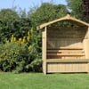 Wooden garden bench shelter for outdoor seating, made of pressure-treated timber, perfect for backyard relaxation, garden décor, and outdoor furniture.