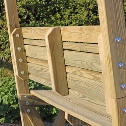 New wooden garden bench with sturdy construction and natural finish, suitable for outdoor landscaping and garden furniture projects.