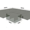 Stylish outdoor sectional sofa with dimension diagram, ideal for garden, patio, and backyard relaxation spaces. Perfect for outdoor living and entertainment.